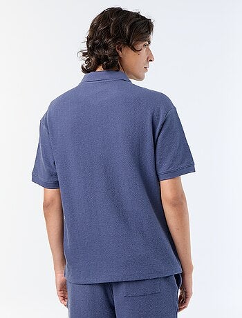 Polo met korte mouwen van fantasie stof