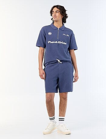 Polo met korte mouwen van fantasie stof