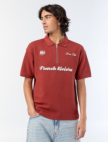 Polo met korte mouwen van fantasie stof