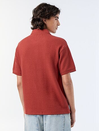 Polo met korte mouwen van fantasie stof