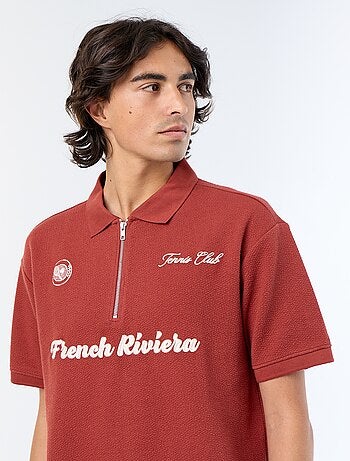 Polo met korte mouwen van fantasie stof