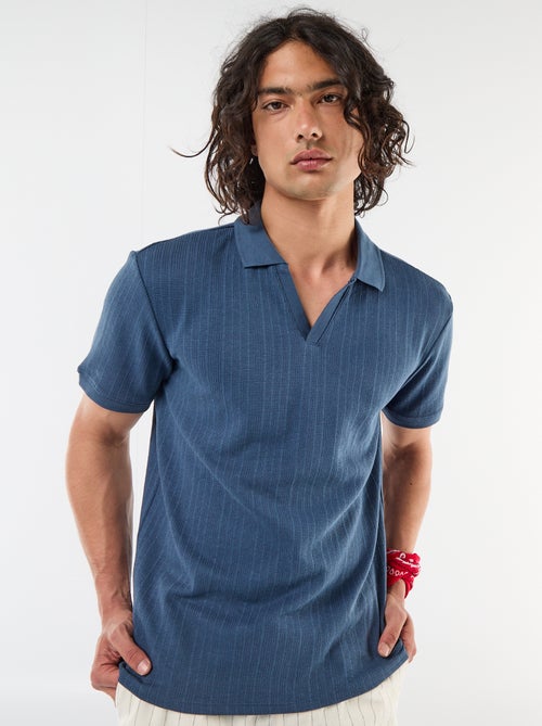 Polo met korte mouwen van gewafelde stof - Kiabi