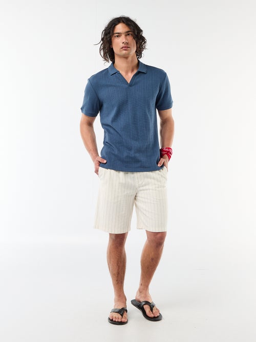 Polo met korte mouwen van gewafelde stof - Kiabi