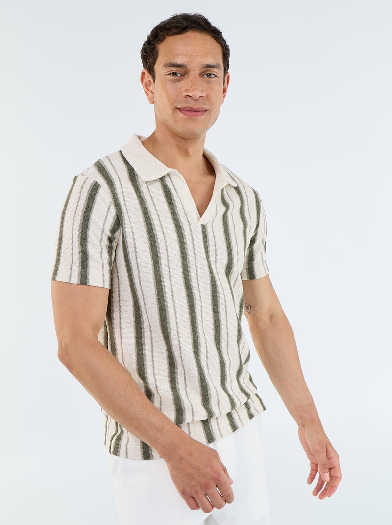 Polo met korte mouwen van jerseytricot Kaki - Kiabi