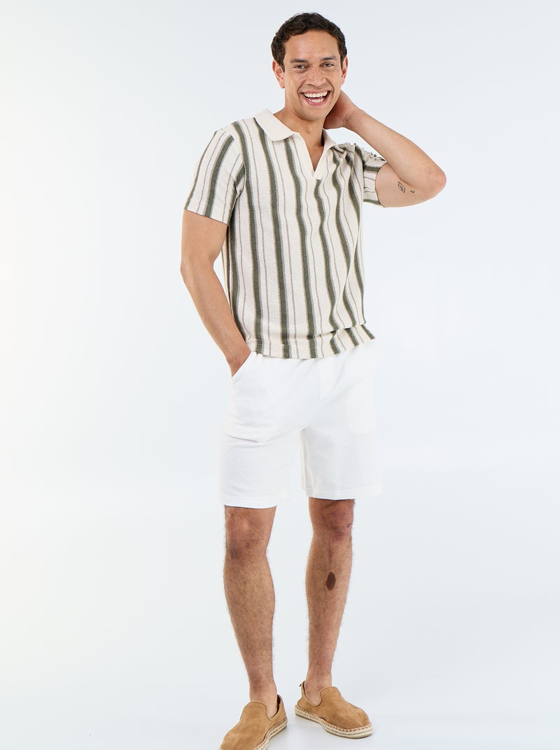 Polo met korte mouwen van jerseytricot Kaki - Kiabi