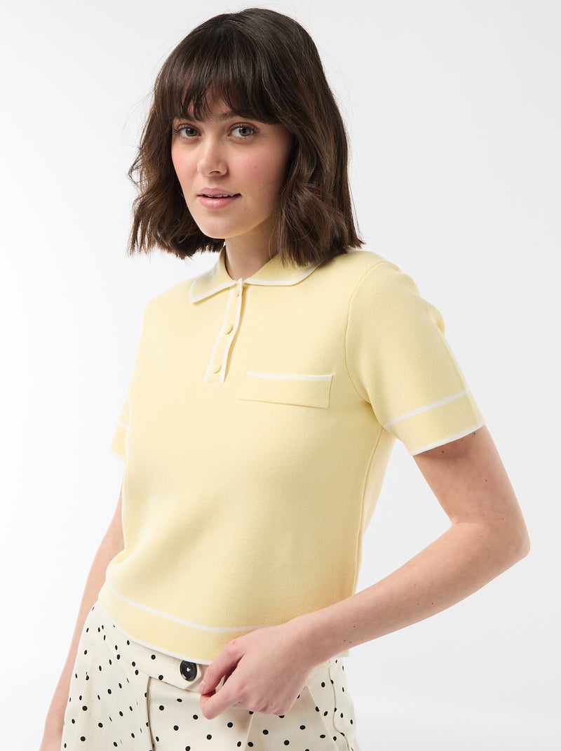 Polo met korte mouwen van katoenpiqué Geel - Kiabi