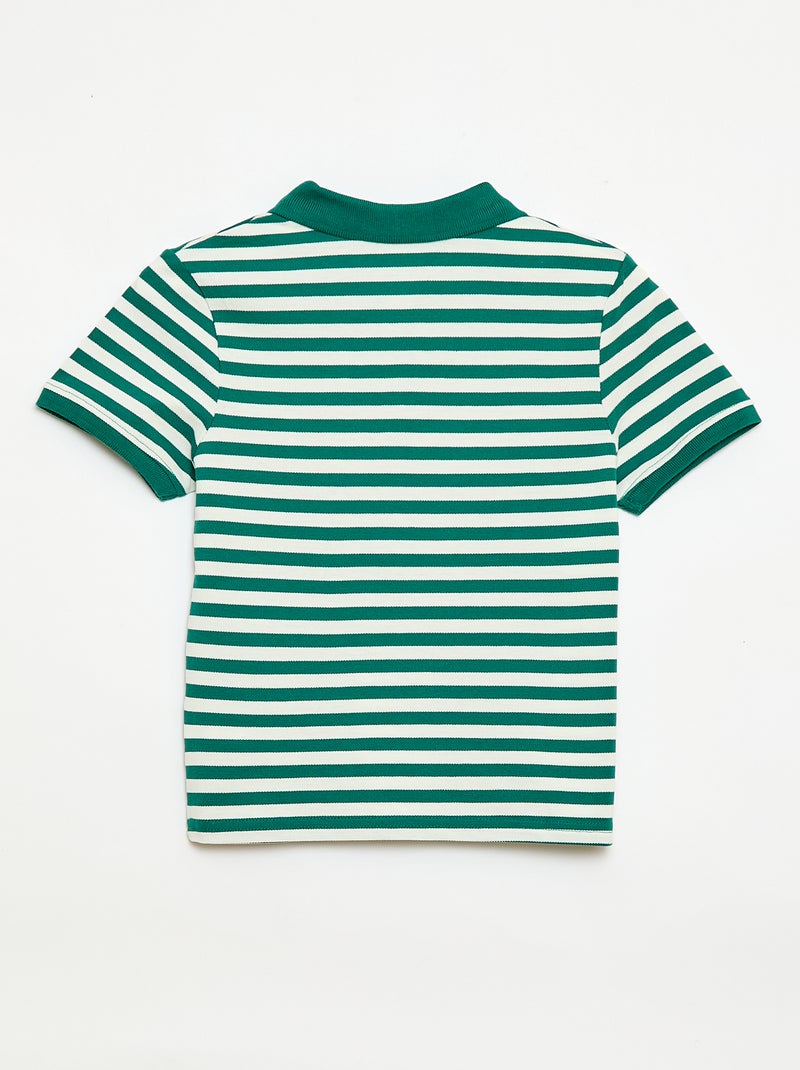 Polo met korte mouwen van katoenpiqué Groen - Kiabi