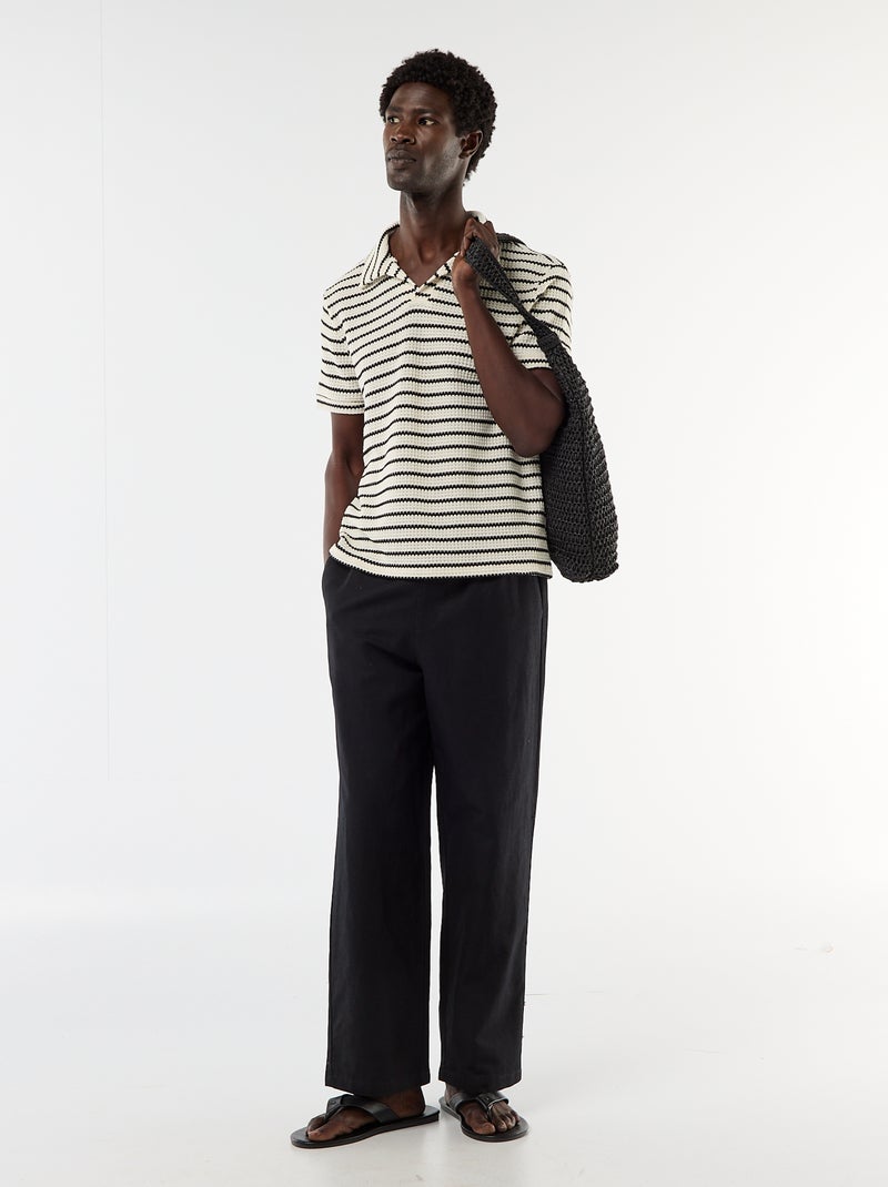 Polo met korte mouwen van speciale stof Zwart - Kiabi