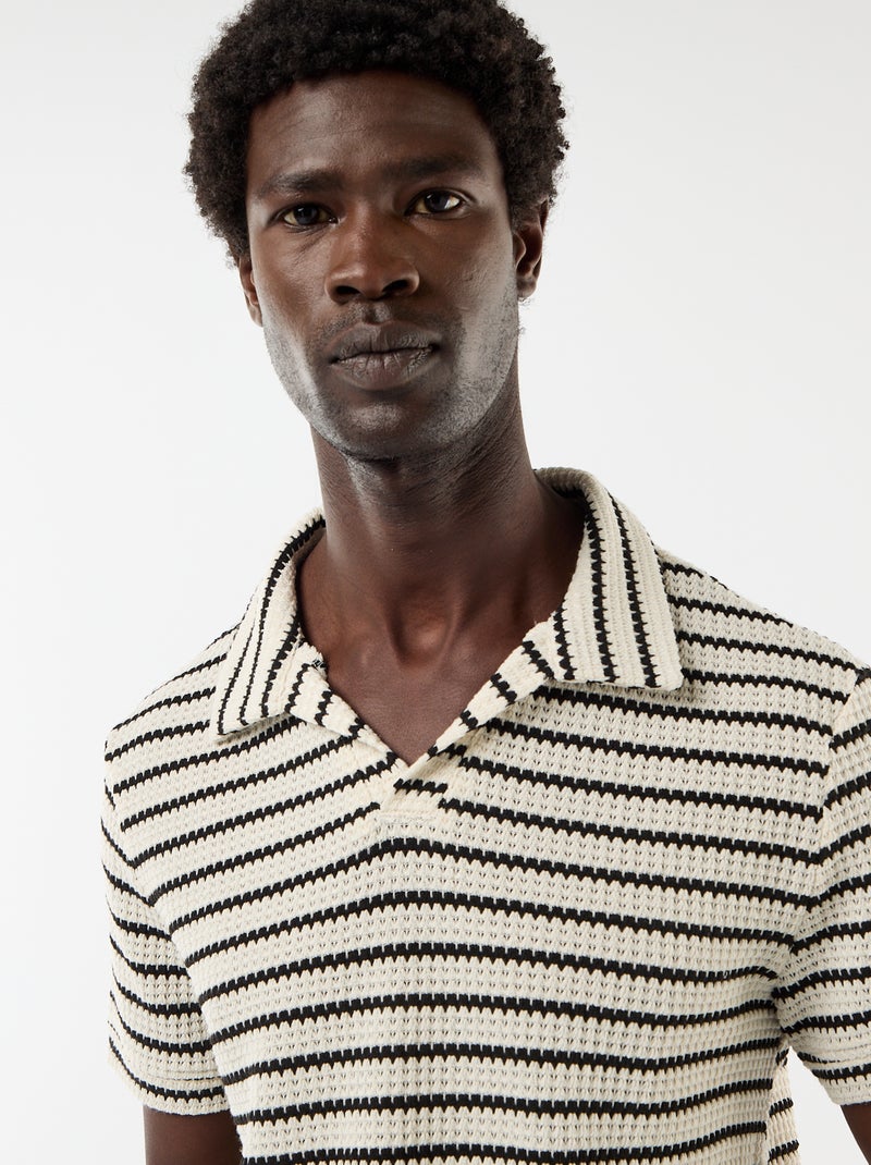 Polo met korte mouwen van speciale stof Zwart - Kiabi