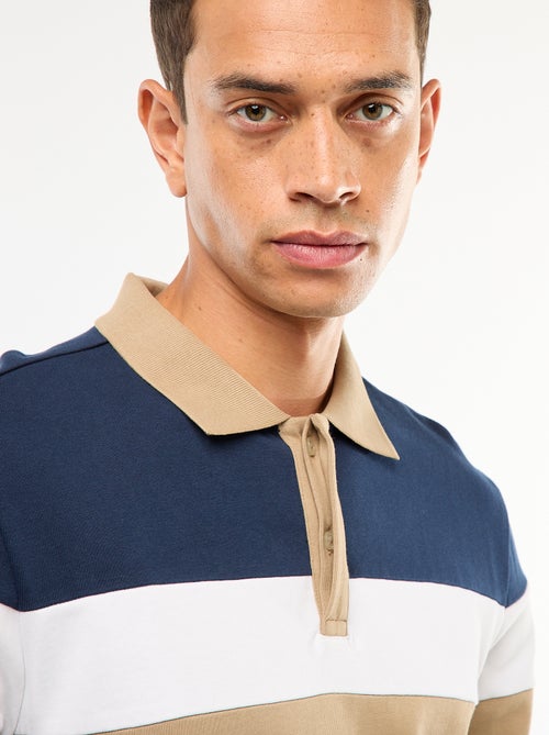 Polo met lange mouw, rugbystijl en colorblock-patroon - Kiabi