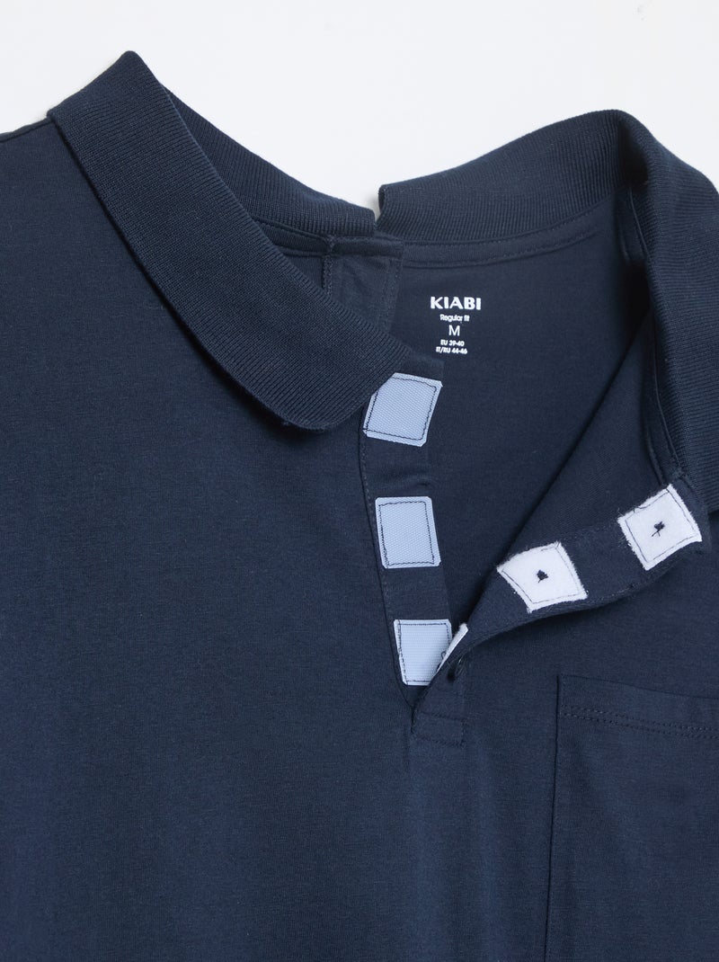 Polo met lange mouwen - makkelijk aan te trekken collectie Blauw - Kiabi