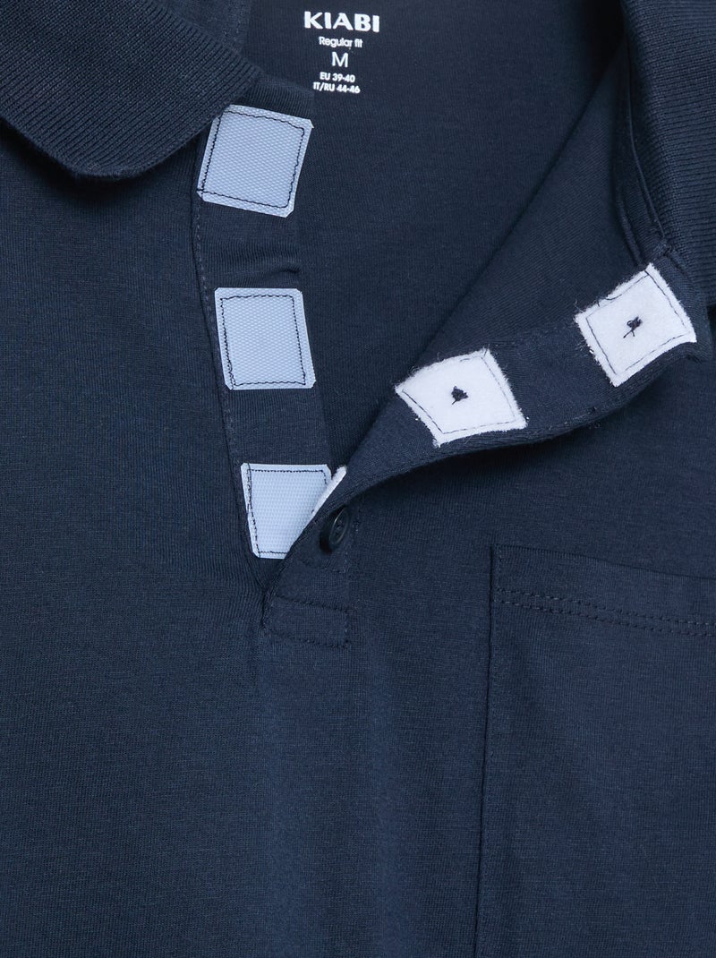 Polo met lange mouwen - makkelijk aan te trekken collectie Blauw - Kiabi