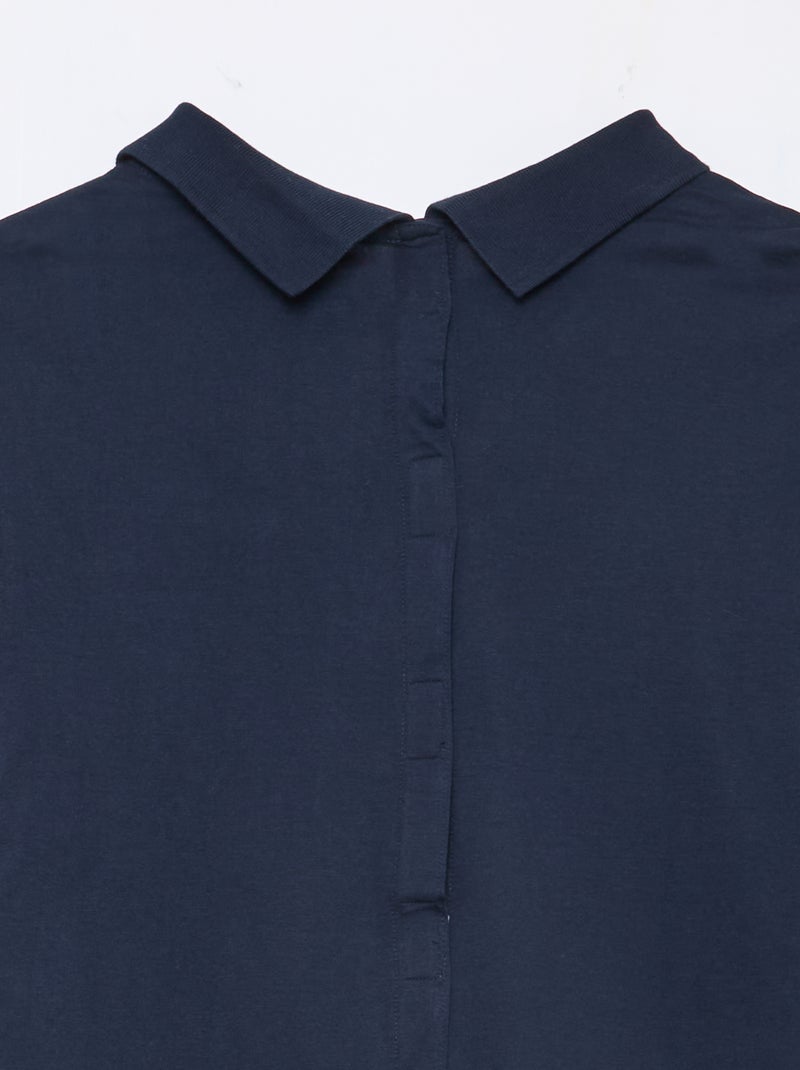 Polo met lange mouwen - makkelijk aan te trekken collectie Blauw - Kiabi