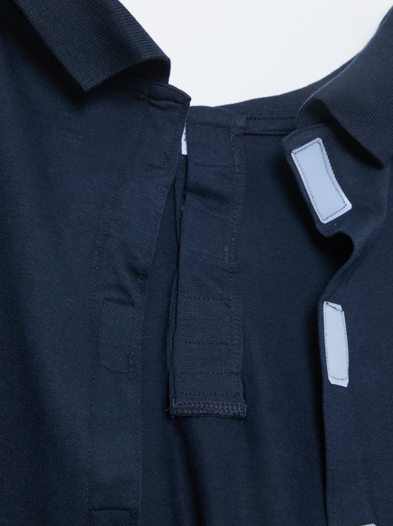 Polo met lange mouwen - makkelijk aan te trekken collectie Blauw - Kiabi