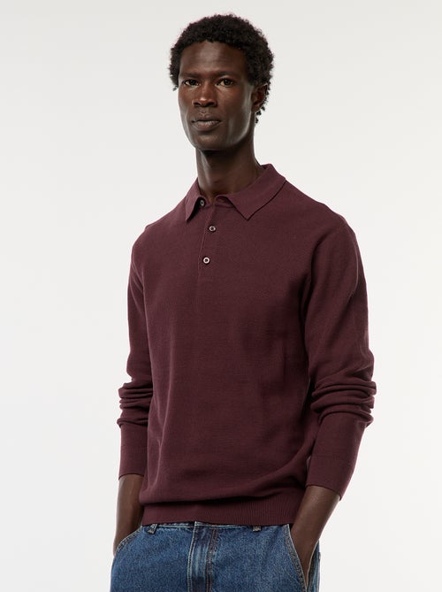 Polo met lange mouwen van fantasietricot - Kiabi Polo met lange mouwen van fantasietricot - Kiabi