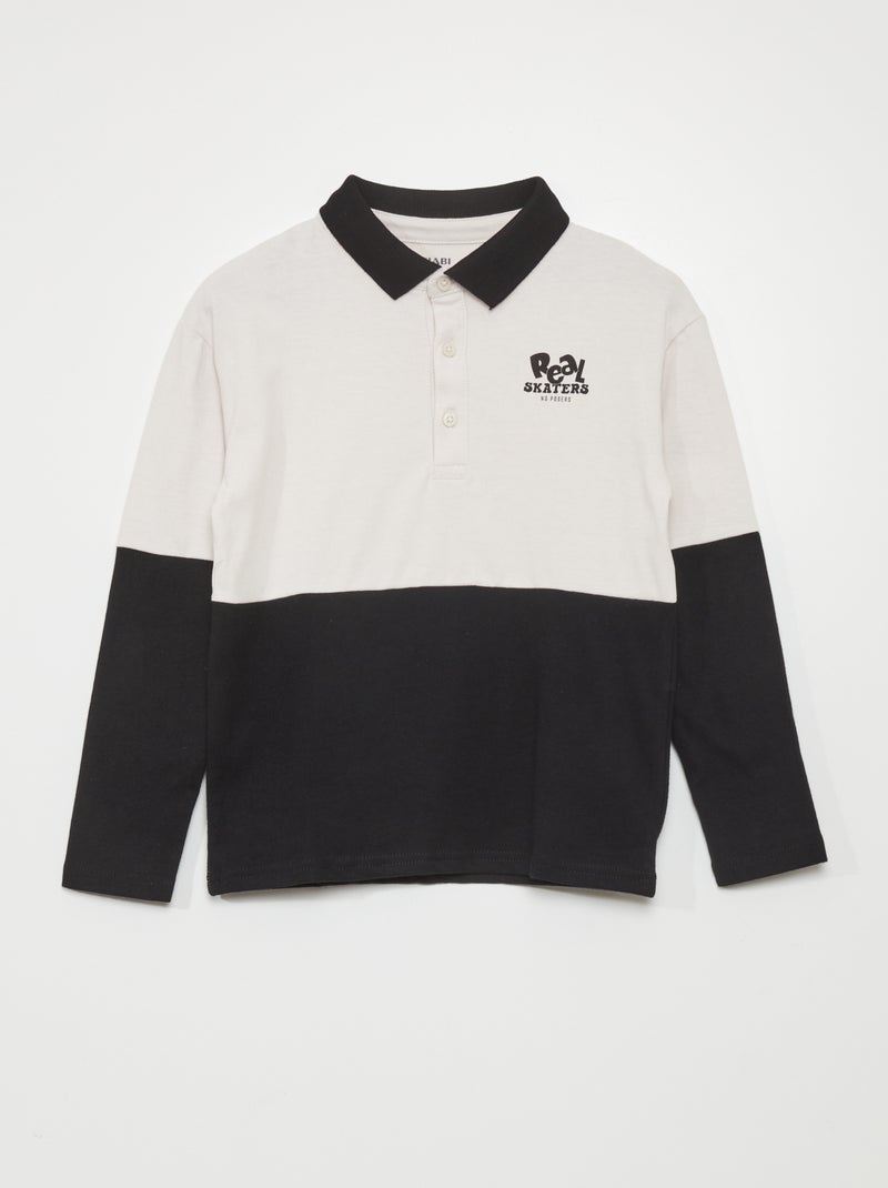Polo met lange mouwen WIT - Kiabi