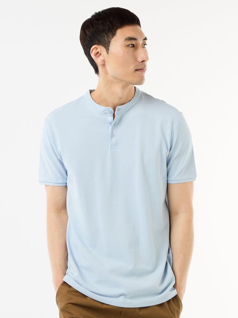 Polo met mao-kraag Blauw - Kiabi