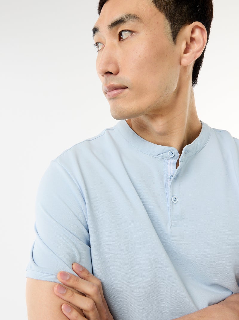 Polo met mao-kraag Blauw - Kiabi