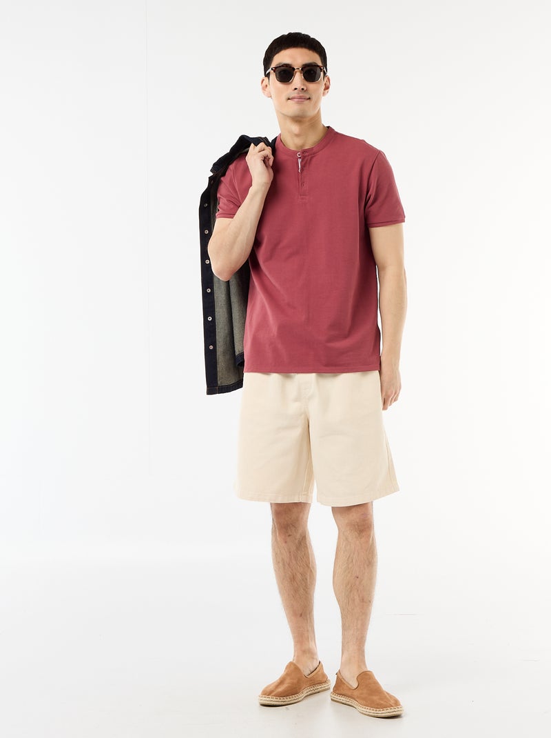 Polo met mao-kraag Rood - Kiabi