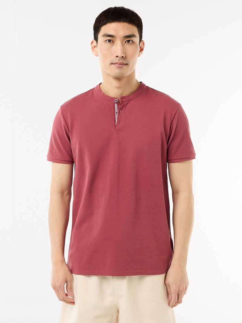 Polo met mao-kraag Rood - Kiabi