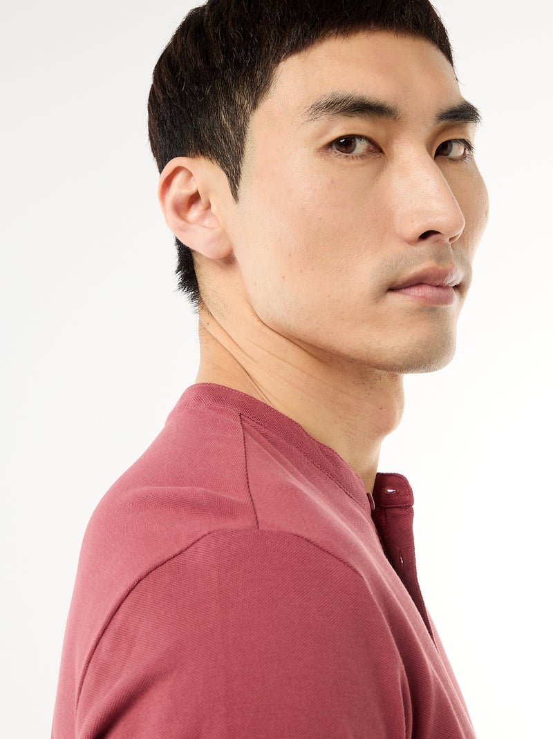 Polo met mao-kraag Rood - Kiabi