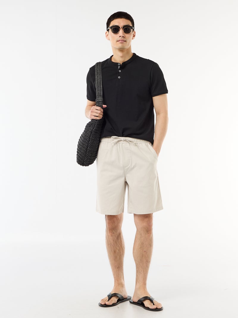 Polo met mao-kraag Zwart - Kiabi