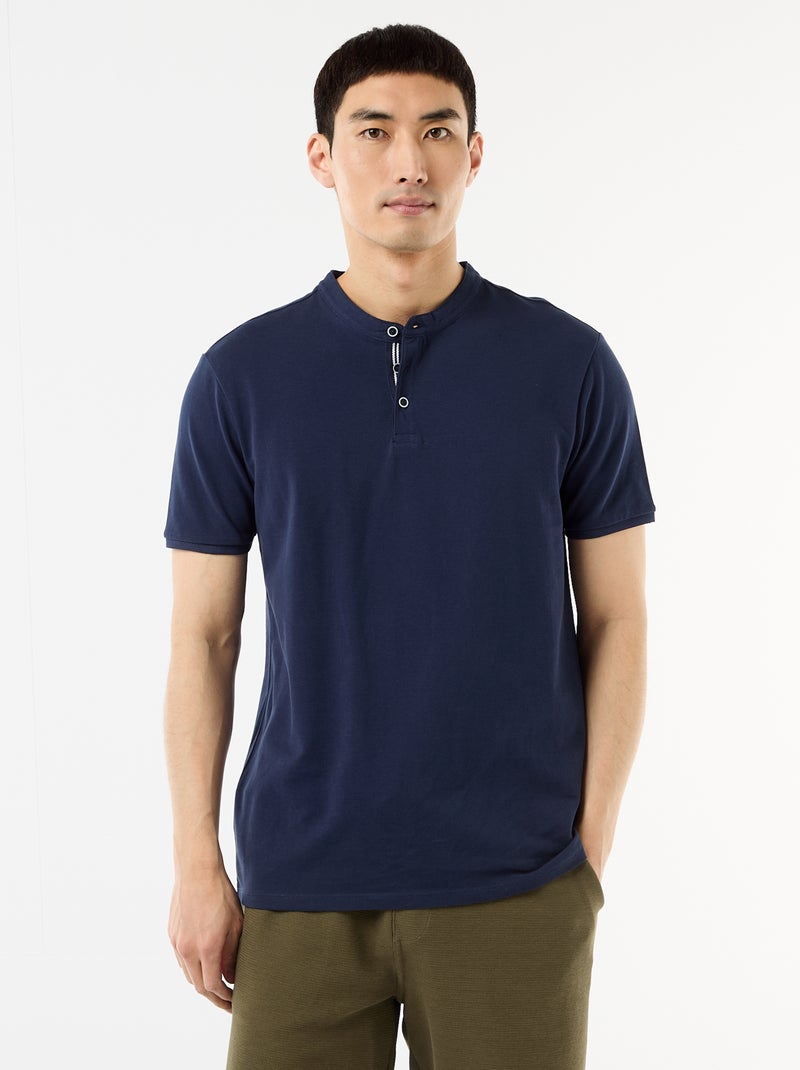 Polo met mao-kraag Zwart - Kiabi