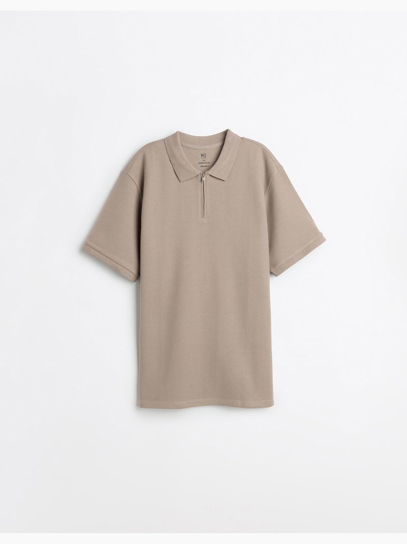 Polo met rits, MO Fashion Beige - Kiabi