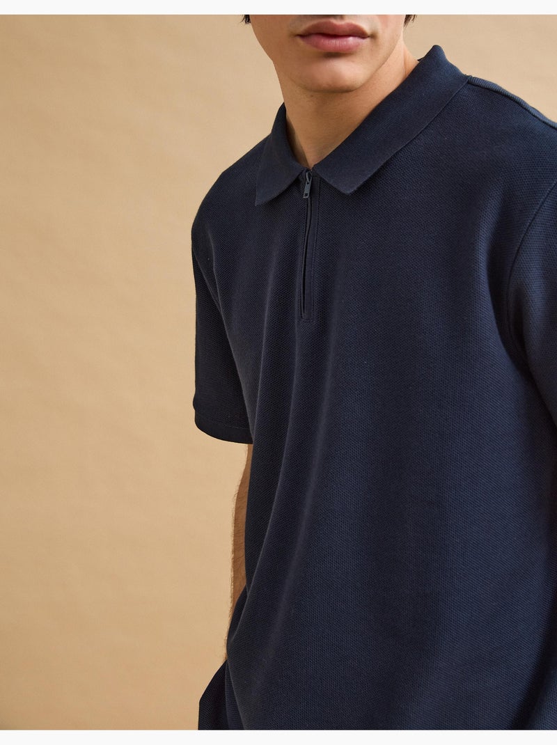 Polo met rits, MO Fashion Blauw - Kiabi