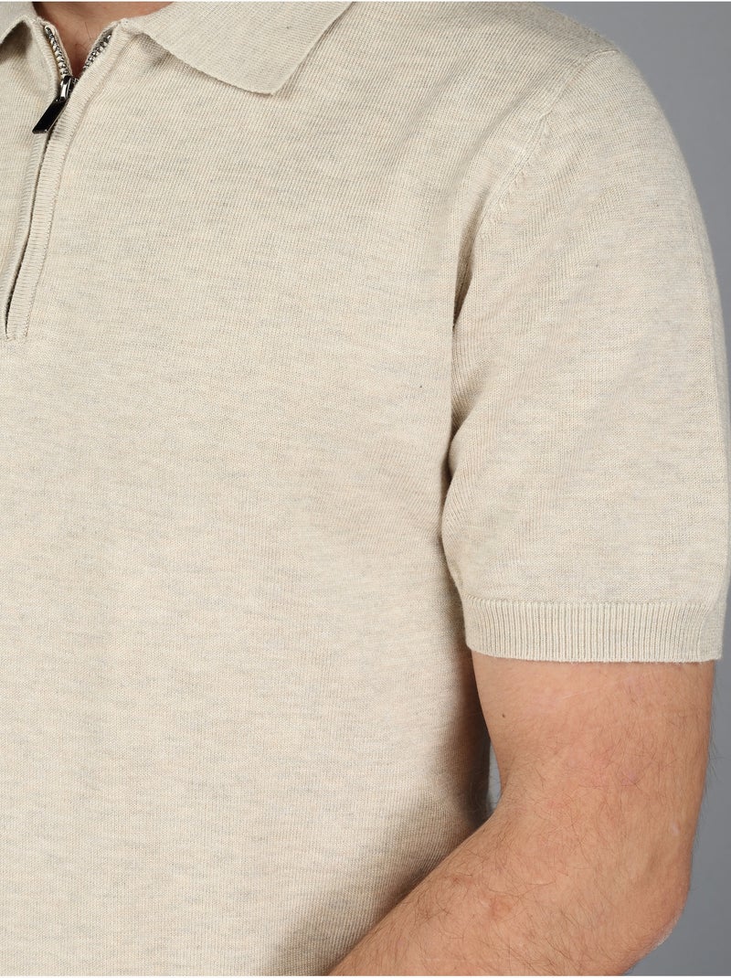 Polo met ritskraag - Frilivin Beige - Kiabi