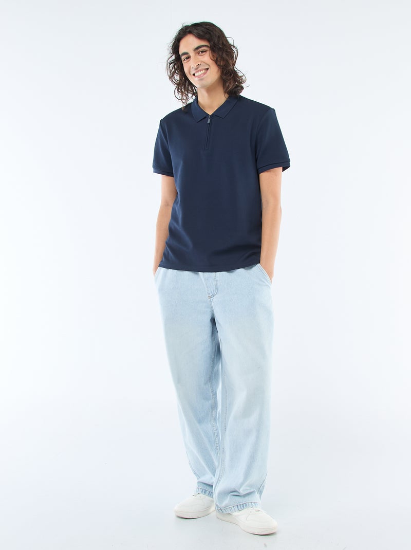 Polo met ritskraag Blauw - Kiabi