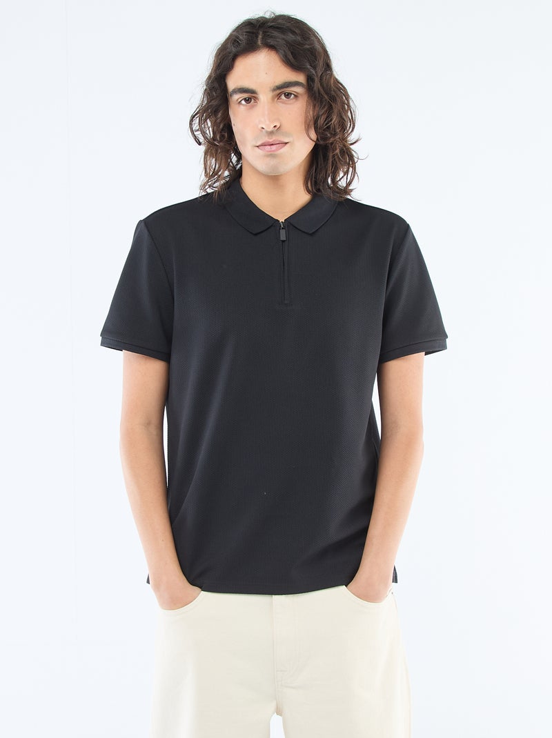 Polo met ritskraag Zwart - Kiabi