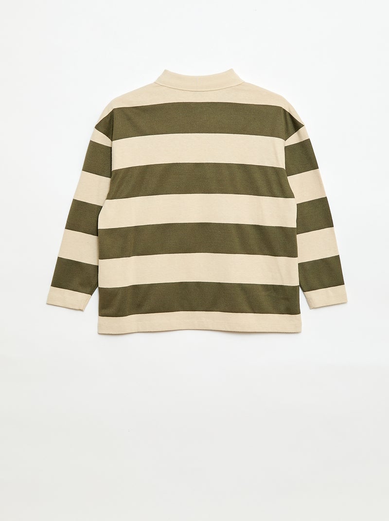 Polo oversize à rayures Vert - Kiabi