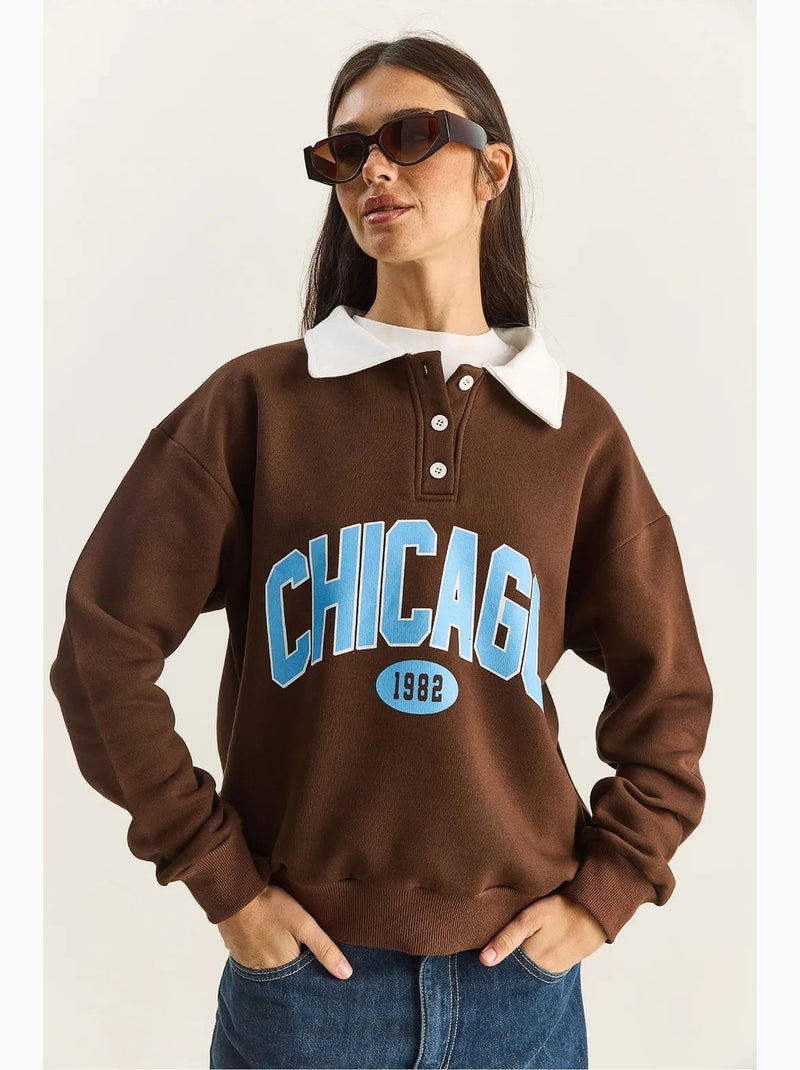 Polo oversize en maille de coton lucci Marron foncé - Kiabi