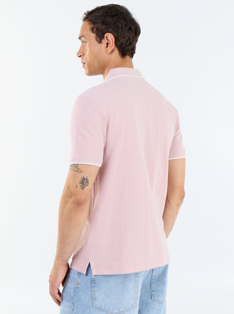 Polo pour homme en coton uni Rose - Kiabi