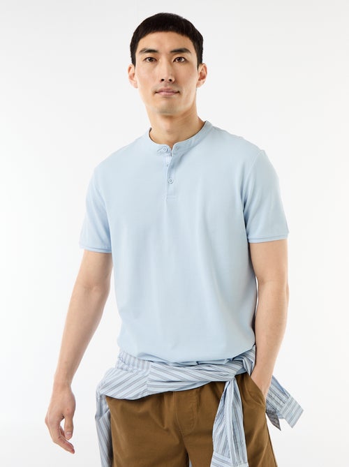 Polo pour homme en maille piquée avec col tunisien - Kiabi