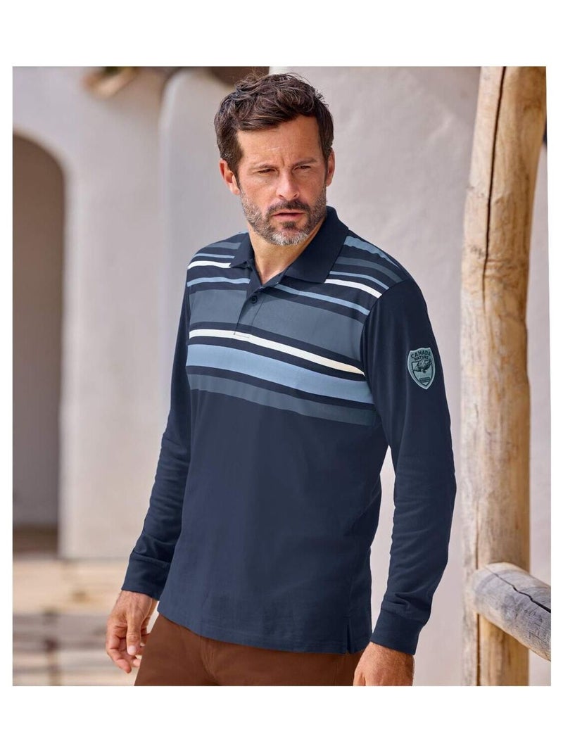 Polo Rayé Rugby Sport Canada League   - ATLAS FOR MEN Bleu marine - Kiabi