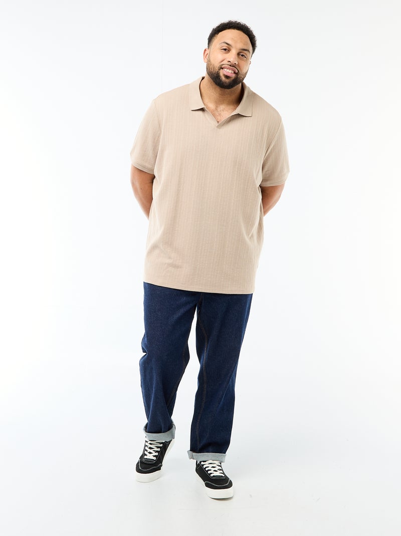 Polo regular fit met korte mouwen Biege - Kiabi