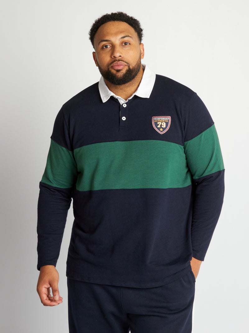 Polo rugby Bleu/vert - Kiabi