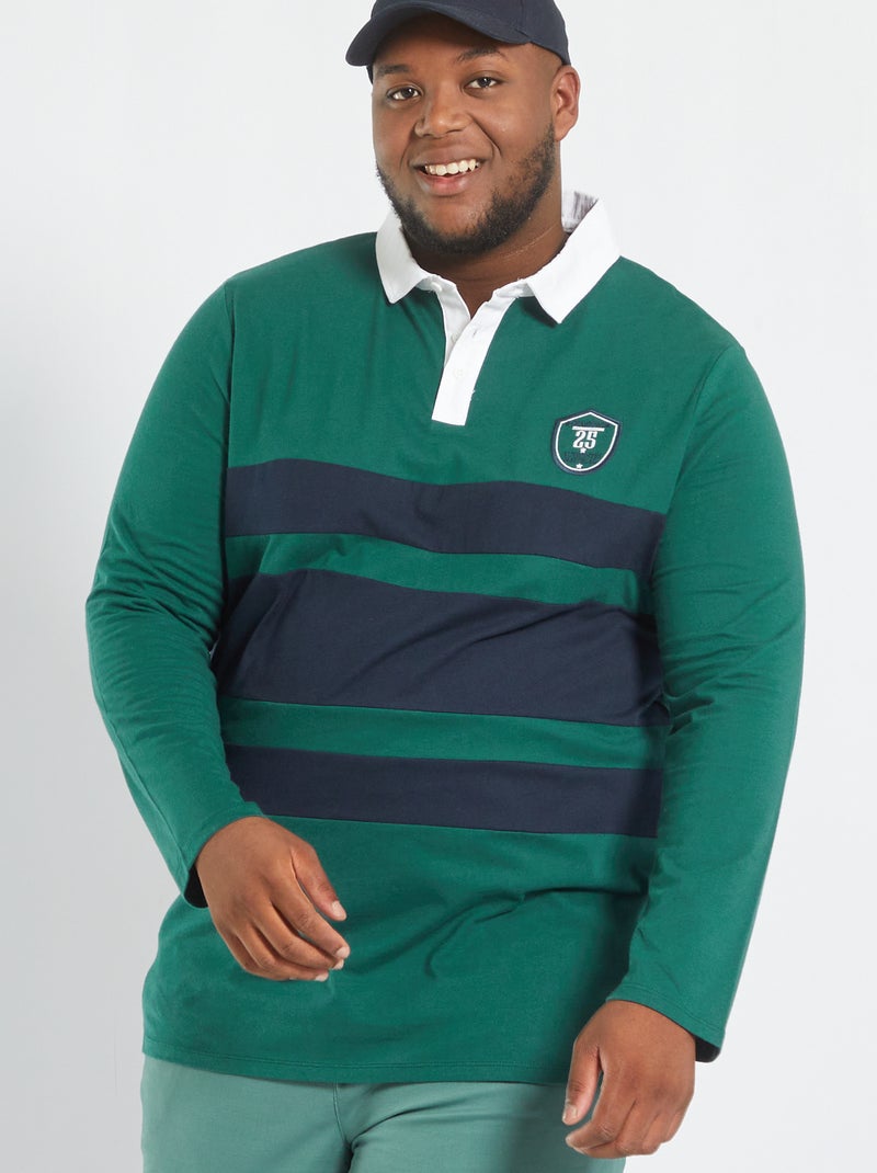 Polo rugby en maille jersey Vert foncé - Kiabi