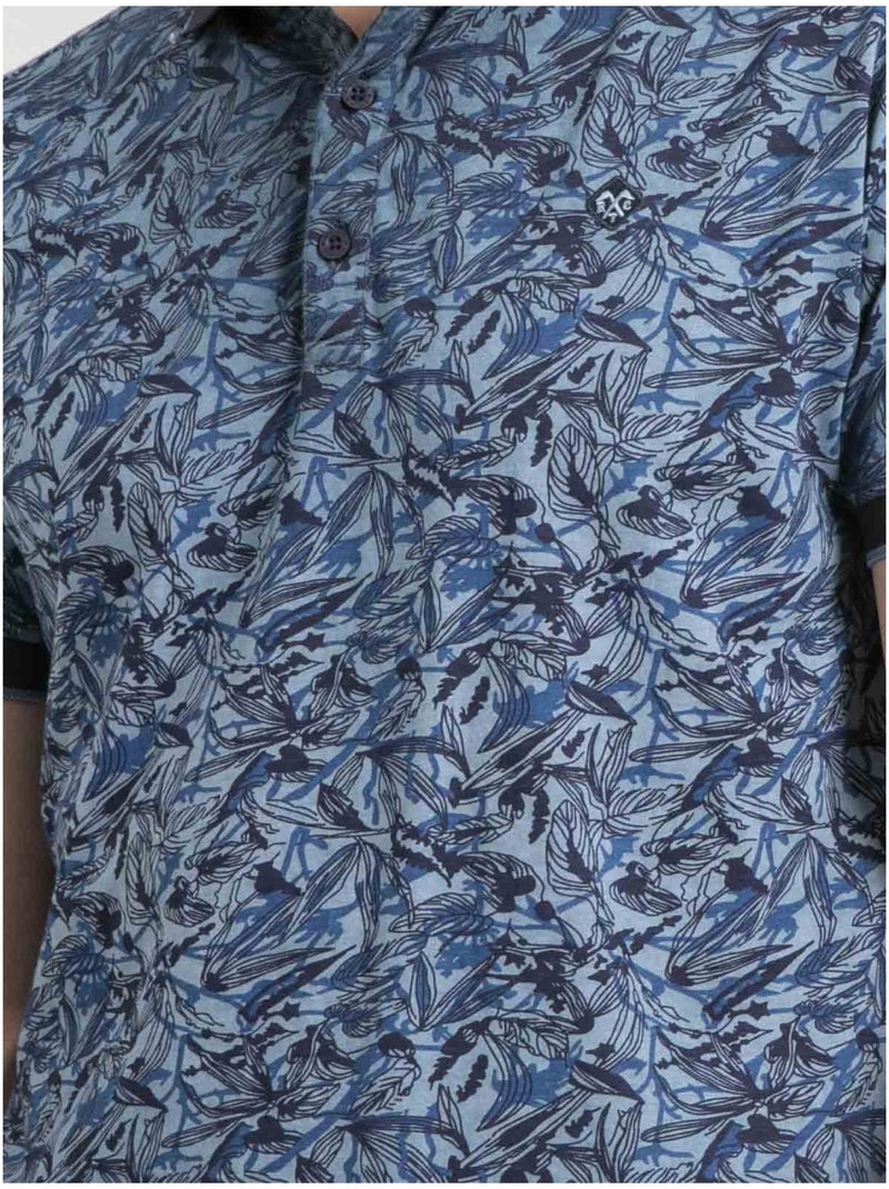 Polo shirt met korte mouwen, puur katoen, pepitong-print Marineblauw - Kiabi