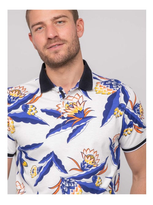 Polo shirt met korte mouwen van katoen met pewa-patroon - Kiabi