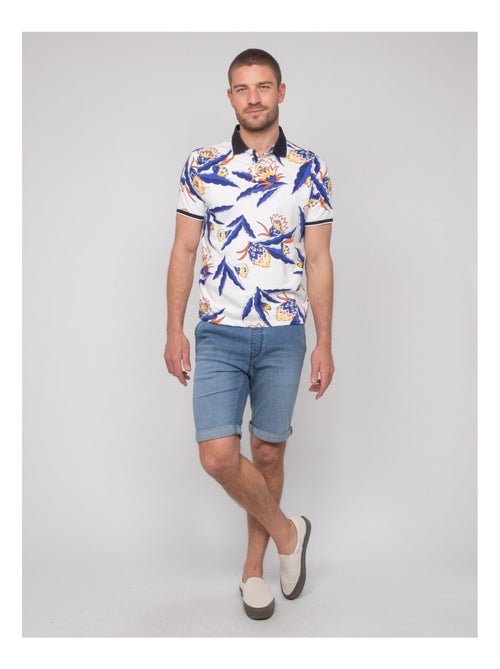 Polo shirt met korte mouwen van katoen met pewa-patroon - Kiabi