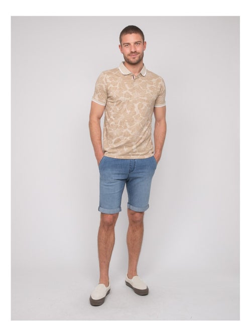 Polo shirt met korte mouwen van katoen met stroprint - Kiabi