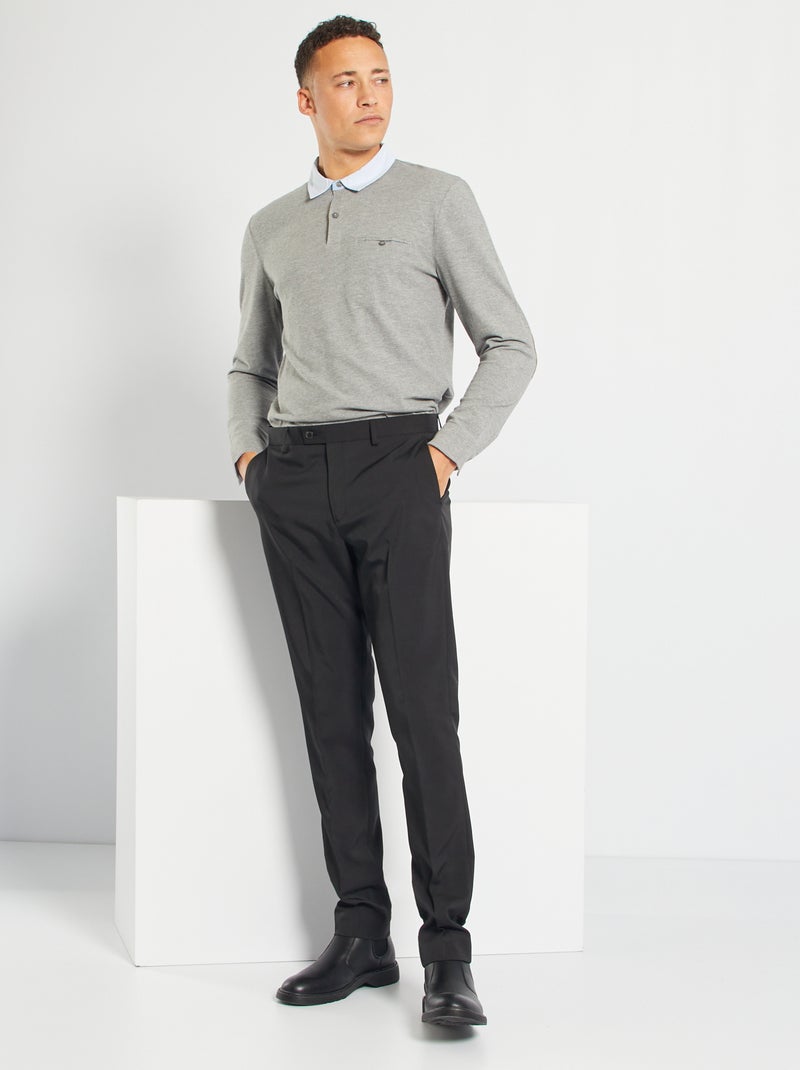 Polo slim col chemise gris - Kiabi