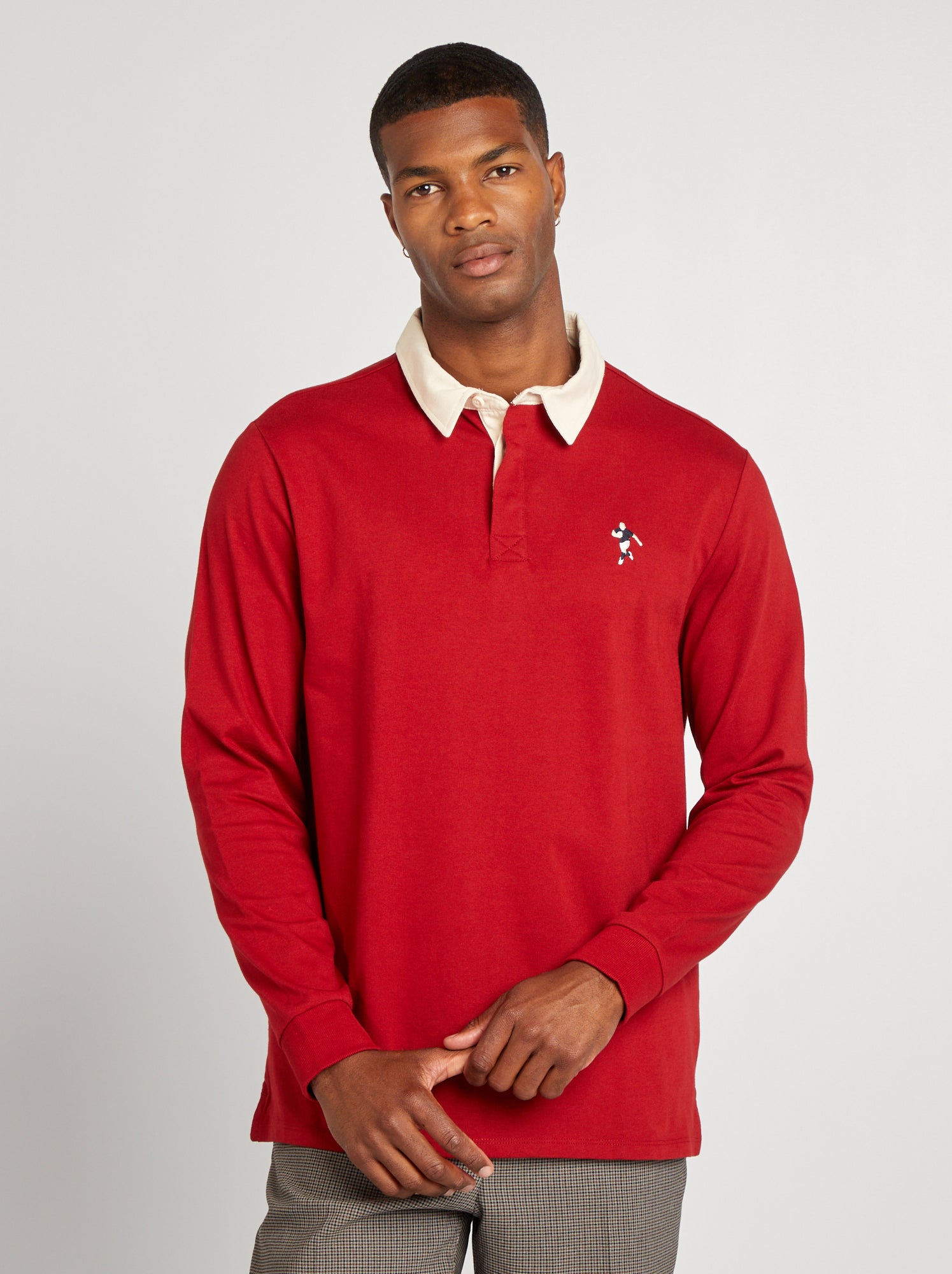 Polo manches longues homme Polo pas cher rouge Kiabi