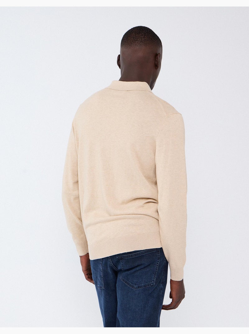 Polo tricoté avec cachemire, mo fashion Beige - Kiabi