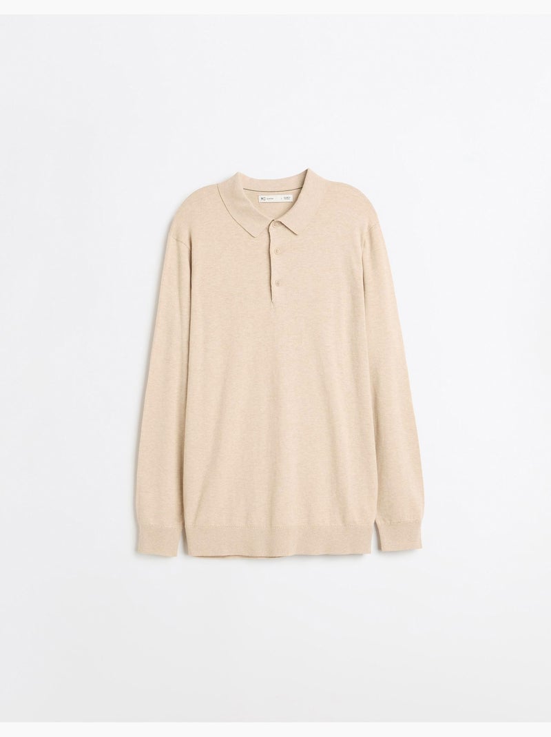Polo tricoté avec cachemire, mo fashion Beige - Kiabi