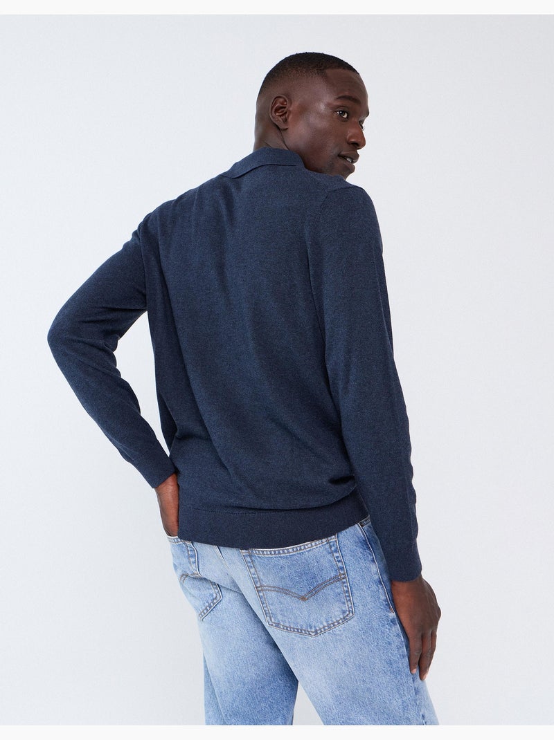 Polo tricoté avec cachemire, mo fashion Bleu - Kiabi