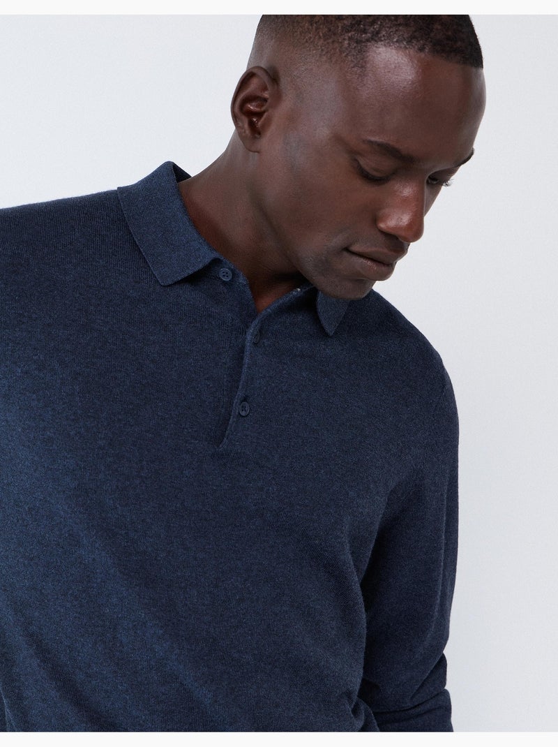 Polo tricoté avec cachemire, mo fashion Bleu - Kiabi